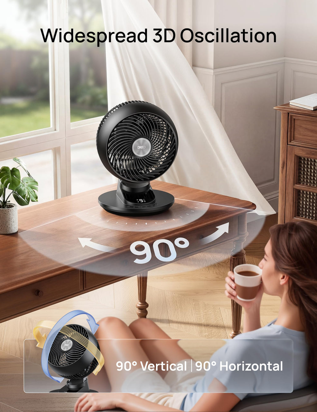 12 Inches 90° Oscillating Smart Desk Fan Y3635