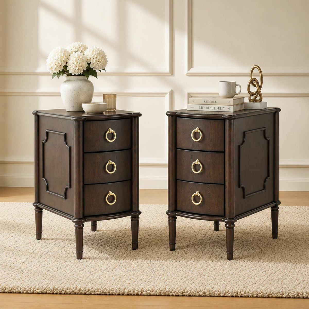Narrow Wood Nightstands Set of 2 L862209