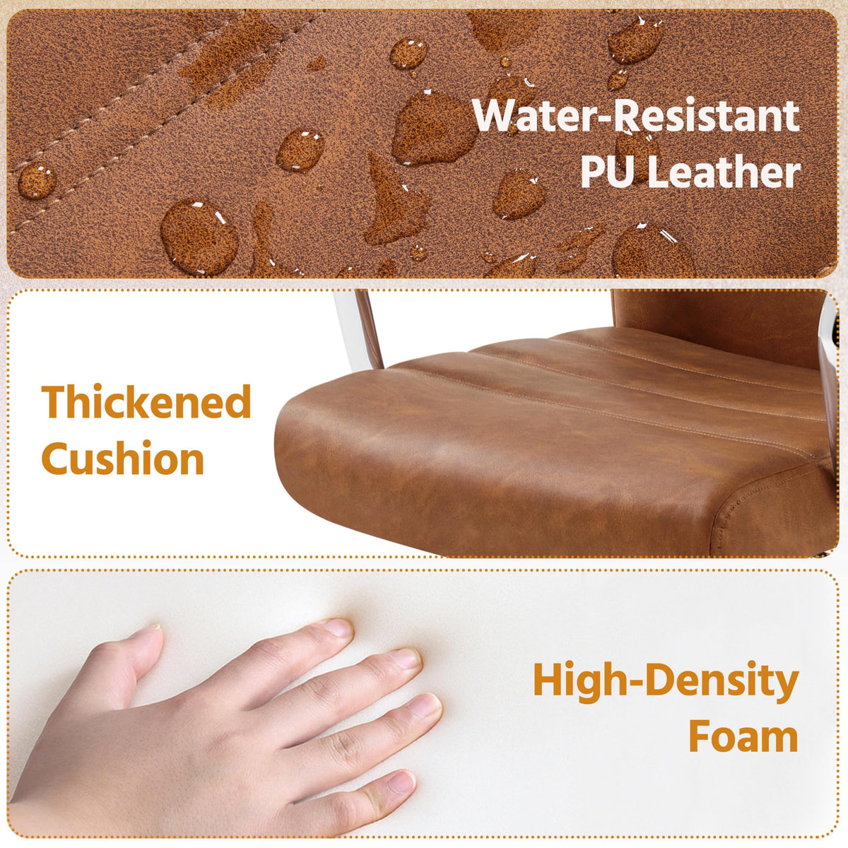 Brown PU Leather Office Chair with Arms Z449