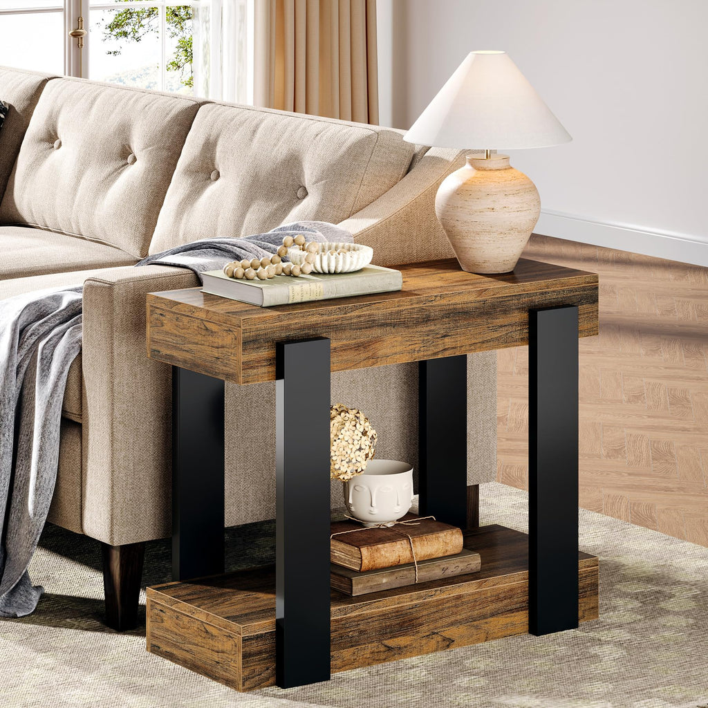 2-Tier Narrow End Table with Storage Shelf T760190