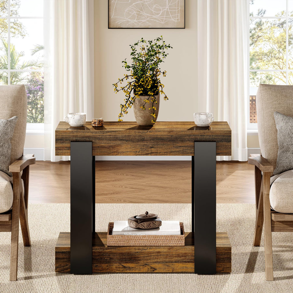 2-Tier Narrow End Table with Storage Shelf T760190