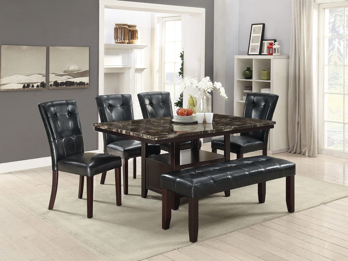 Set of 2 Black Faux Leather Tufted Dining Chairs S230