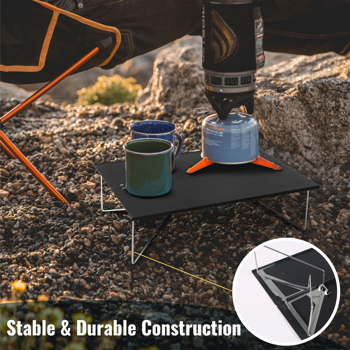 Compact Mini Camping Table Folding Black M431685